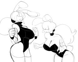 1girls 2019 2d alien alien_girl bangs bangs_over_eyes black_and_white bunny_ears bunnysuit cleavage digital_drawing_(artwork) digital_media_(artwork) eyes_covered female female_only hair_over_eyes large_breasts leotard lingerie oc original original_character ponytail sketch tagme tail vontecristo