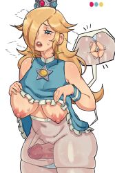 1girls absurd_res areolae ass blonde_hair blue_eyes blush breasts clothing_lift color_palette crown dress female female_only hair_over_one_eye long_hair mario_(series) mario_tennis nintendo nipples panties panties_down pantyhose penis penis_between_thighs pleasure_face princess_rosalina pussy rubbing_pussy thick_thighs thigh_sex thigh_squish thirstformilk white_background white_pantyhose