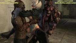 1girls 2boys 3d anal animated balls blindfold breasts crossover double_penetration eastern_and_western_character hunter_(left_4_dead) left_4_dead left_4_dead_2 mmf_threesome monster nier:_automata outside outside_sex penis rrostek smoker_(left_4_dead) sound source_filmmaker spread_legs stand_and_carry_position standing_double_penetration standing_sex tagme thigh_high_boots threesome vaginal_penetration video white_hair yorha_2b zombie