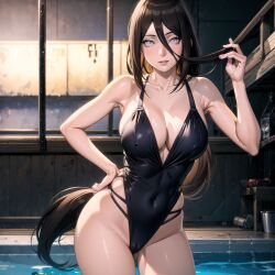 1girls ai_generated alyxra bare_shoulders bare_thighs big_breasts boruto:_naruto_next_generations breasts brown_hair cameltoe cleavage collarbone curvaceous erect_nipples erect_nipples_under_swimsuit female female_only hair_between_eyes hard_nipples hyuuga_hanabi jordan53 lavender_eyes nai_diffusion naruto naruto_(series) nipples one-piece_swimsuit playing_with_hair ponytail pool poolside pussy revealing_swimsuit solo solo_focus stable_diffusion swimming_pool swimsuit thick_thighs tied_hair tight_swimsuit touching_hair very_long_hair wide_hips