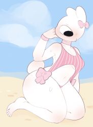 1girls 2020 2d beach blush bow bunco_(vontecristo) bunny_girl choker color cyclops digital_drawing_(artwork) digital_media_(artwork) feet female female_only looking_away no_mouth oc original original_character sand swimsuit tagme thick_thighs vontecristo