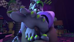 3d 3d_(artwork) ambiguous_gender animatronic anthro barefoot big_feet canid canine canis clothing colored_nails detailed_background duo feet female first_person_view five_nights_at_freddy's five_nights_at_freddy's:_security_breach foot_fetish foot_focus foot_play footjob genitals green_nails hair hi_res huge_feet human humanoid humanoid_feet humanoid_genitalia humanoid_penis legwear lipstick machine makeup male mammal multicolored_hair nails penis plantigrade rayhuma robot robot_humanoid roxanne_wolf_(fnaf) scottgames sex size_difference soles steel_wool_studios wolf