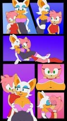 amy_rose anthro breast_grab face_on_breast friendship furry holding_breast kissing lesbian_kiss mobian_(species) nap´sart rouge_the_bat sonic_(series) sonic_the_hedgehog_(series) yuri