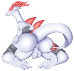 absurd_res accessory anus armor ass balls dragon feet furgonomics furry genitals hand_on_butt hi_res jackripperart male slim smug solo spikes stinky_the_dragon tail tail_accessory