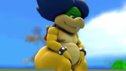 3d animated chubby fart koopaling ludwig_von_koopa mario_(series) moobs mrrainbow nintendo nipples outdoors sound super_mario_bros. tagme video