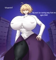 1boy 1girls alternate_breast_size arcueid_brunestud big_breasts bigger_female blonde_hair breasts_bigger_than_head breasts_bigger_than_torso bulge_through_clothing clothed_sex clothing_entrapment colored dialogue giantess grimace huge_ass huge_breasts humping hyper_breasts imstupid13 long_legs macro melty_blood nipple_bulge nipples_visible_through_clothing plump red_arcueid rubbing sequence sharing_clothes size_difference small_sub_big_dom smaller_male smothering taller_girl thick_thighs thighs tohno_shiki toono_shiki trapped_in_clothing tsukihime type-moon vampire yellow_eyes