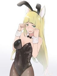 1girls big_breasts blonde_hair bunny_ears bunnysuit cleavage dungeon_ni_deai_wo_motomeru_no_wa_machigatteiru_darou_ka fox_ears fox_girl haruhime kemonomimi long_blonde_hair long_hair niceumeboshi tagme