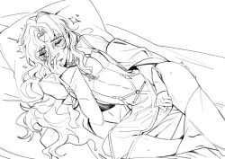 1girls closed_eyes female female_only fingering fingering_self laying_on_bed leggings_down long_hair masturbating masturbation path_to_nowhere raven_(path_to_nowhere) sanwu_35 sensitive sketch solo solo_focus touching_pussy touching_self