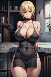 ai_generated huge_breasts mito_ikumi nude_apron shokugeki_no_souma smiling the_hotshot thick_thighs wide_hips