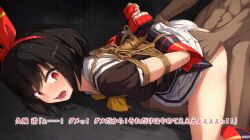 animated black_hair bondage censored doggy_style female fingerless_gloves forced hair_ribbon hands_on_ass hands_tied_behind_back head_down_ass_up heroine's_code_anime_edition_kujou_nagisa_lily_fumi_charlotte_no_tatakai male open_mouth panties_aside pixelated rape red_eyes tied_up