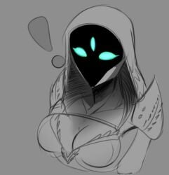 1girls 3_eyes alien alien_girl alien_humanoid bungie destiny_(game) destiny_2 glowing guardian_(destiny) hive_(destiny) hive_guardian hood hunter_(destiny) monty_nsfw multi_eye