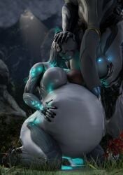 1boy 1girls 3d after_sex ass balls big_balls big_breasts big_butt breasts butt excalibur_(warframe) femsub hand_on_head huge_cock inflation long_penis male/female male_on_female maledom monsterdongsart nova_(warframe) pregnant_female tagme warframe