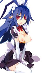 breasts disgaea disgaea_d2 exposed_breasts laharl laharl-chan large_breasts maid maid_uniform miyakawa106 nippon_ichi_software open_clothes uneven_breast_sizes