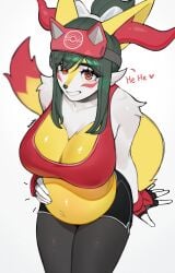 anthro big_breasts braixen breasts female furry janjin192 kiriko_(overwatch) kiriko_(overwatch)_(cosplay) overwatch overwatch_2 pokémon_(species) pokemon pokemon_(species) pregnant