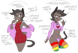 1boy anthro anthro_only boner brown_fur brown_hair cat cat_tail catboy crossdresser crossdressing crossdressing_male dbaru english_text femboy fur furry furry_only hair lgbt_pride lgbt_pride_colors looking_at_viewer male male_only meme mostly_clothed mostly_nude ok_k.o.!_let's_be_heroes panties penis penis_visible_through_clothing pink_clothing purrcival rainbow_clothing rainbow_thigh_highs red_clothing text thick_thighs tongue tongue_out trap