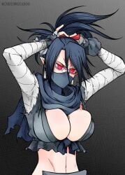 angry breasts cleavage disgaea indioweeaboo kunoichi kunoichi_(disgaea) large_breasts nippon_ichi_software skimpy skimpy_clothes