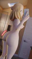 1girls 3d ass bathroom blender camie_utsushimi harubug looking_at_viewer my_hero_academia selfie smile