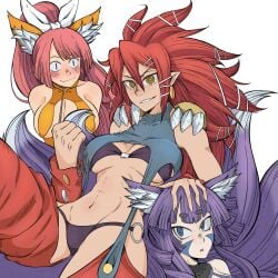 beastmaster_(disgaea) bra breasts cat_ears cat_paws cat_tail catgirl disgaea fox_ears fox_girl fox_tail indioweeaboo izuna_(disgaea) large_breasts monster_girl nekomata_(disgaea) nine-tails_(disgaea) nippon_ichi_software panties underboob yuri