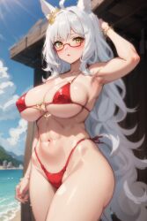 ai_generated biwa_hayahide_(umamusume) curvy curvy_body curvy_figure female_focus female_only hi_res huge_breasts long_hair stable_diffusion umamusume voluptuous voluptuous_female white_hair