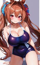 ai_generated curvy_body curvy_female curvy_figure daiwa_scarlet_(umamusume) female_focus female_only huge_breasts looking_at_viewer stable_diffusion swimsuit umamusume umamusume_pretty_derby zero0milk