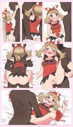 1boy ass bald bar_censor blush bottomless bow_hairband censored clothed_female_nude_male cowgirl_position dark-skinned_male dark_skin faceless faceless_male female female_pubic_hair grey_eyes hairband heart highres implied_pregnancy interracial leg_lift light_brown_hair may_(pokemon) may_(pokemon_oras) missionary nude open_mouth penis pokemon pokemon_(game) pokemon_oras pubic_hair pumpkinpan pussy sex short_ponytail shorts shorts_around_one_leg socks spread_legs standing standing_sex straddling straight testicles vaginal_penetration white_shorts