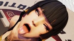 3d ahe_gao asphyxiation dead_or_alive dead_or_alive_5 defeated drooling eye_roll kktzane knocked_out leather mila_(doa) nyotengu peeing ryona saliva shiny_skin squirting unconscious white_eyes