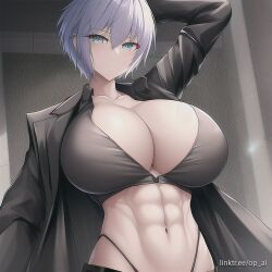 ai_generated huge_breasts op_ai short_hair tomboy