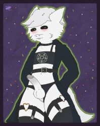 anthro apollo_caelum choker clothing crop_top femboy gieeg girly goth hi_res jewelry legwear male necklace panties robe shirt solo stockings straps tail topwear underwear wiener-fag