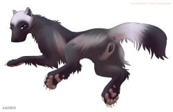 2023 anus ass black_body black_fur digital_media_(artwork) digitigrade digitoxici female feral fur genitals grey_body grey_fur gulonine looking_at_viewer looking_back looking_back_at_viewer mammal multicolored_body multicolored_fur mustelid musteline pawpads paws pink_pawpads pussy quadruped simple_background smile smiling_at_viewer solo white_background white_body white_fur wolverine