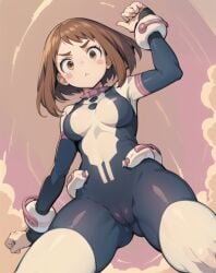 1girls ai_generated axfa bodysuit cameltoe my_hero_academia ochako_uraraka ochako_uraraka_(hero_outfit) stable_diffusion uraraka_ochako