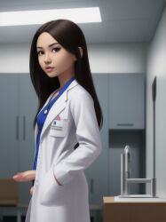 ai_generated casual_boner casual_erection dickgirl doctor female female_only futanari hospital labcoat looking_at_viewer penis penis_out stable_diffusion stethoscope