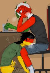 blowjob blowjob_under_table countryhumans gay germany_(countryhumans) italy_(countryhumans) oral stickman yaoi