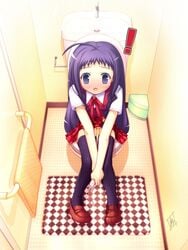 al_azif_(artist) ayase_yue blush clothing mahou_sensei_negima! peeing skirt stockings tagme toilet urine