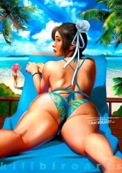 1girls abs asian asian_female ass big_ass big_breasts bikini breasts brown_hair capcom chun-li detailed detailed_background duo female female_focus female_only fully_clothed killbiro large_breasts light-skinned_female light_skin poison_(final_fight) realistic redbone smile solo street_fighter street_fighter_v swimsuit tan-skinned_female tan_skin tanline thick_thighs toned_female