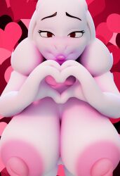 3d female furry heart_symbol huge_breasts milf nude tagme toriel tutori_(under(her)tail) under(her)tail undertale_(series) z_(artist)