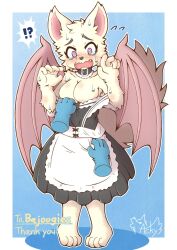 acky05 bodily_fluids breasts clothing female forced fur furry hi_res maid_uniform rape solo tears uniform white_body white_fur