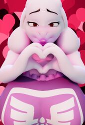 3d apron apron_only female furry heart_symbol huge_breasts milf tagme toriel tutori_(under(her)tail) under(her)tail undertale_(series) z_(artist)