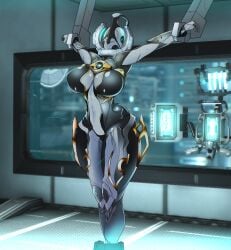 1girls alien alien_girl big_breasts bondage bound_wrists breasts collar female female_only hips huge_breasts large_breasts lewdreaper nyx_(warframe) robot robot_girl solo solo_female thick_thighs thighs tied_up tummy warframe wide_hips