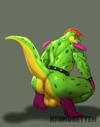 1boy absurd_res alligator alligatorid animal_penis anthro anus ass backsack balls big_butt crocodilian digital_drawing_(artwork) digital_media_(artwork) five_nights_at_freddy's five_nights_at_freddy's:_security_breach flaccid gay genitals green_body hair hi_res looking_at_viewer looking_back looking_back_at_viewer male male_only montgomery_gator_(fnaf) muscular muscular_anthro muscular_male nude red_hair reptile ryokusetteh scalie scottgames solo steel_wool_studios