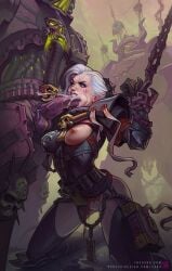 1girls 2boys adepta_sororitas angry armor blowjob bound_arms chains chaos_(warhammer) chaos_space_marine cum cum_in_mouth defeated fellatio female female_focus female_only female_penetrated forced_oral imperium_of_man kneeling male monster_rape oral oral_penetration oral_sex partially_nude penis pulling_hair purity_seal rape sabudenego sex_arcade sister_of_battle spoils_of_war tagme warhammer_(franchise) warhammer_40k