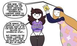 accurate_art_style award brown_hair crying crying_with_eyes_open english english_dialogue english_text jaiden jaiden_animations jaidenanimations long_hair mifune_chihaya orientation_play persona persona_5 queen_of_spades raceplay stated_sexuality steca talking thelazyart youtube youtuber youtuber_girl youtubers