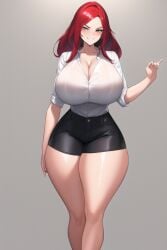 ai_generated black_skirt blue_eyes bootylover02 curvaceous curvy curvy_figure gigantic_ass gigantic_breasts huge_ass huge_breasts huge_hips long_hair nai_diffusion red_hair seductive_smile shiny_clothes shiny_hair shiny_skin stable_diffusion teacher thick_thighs thunder_thighs unknown_character voluptuous white_shirt wide_hips