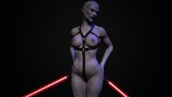 asajj_ventress bdsm_harness bondage bondage drinkerofskies lightsaber nude star_wars