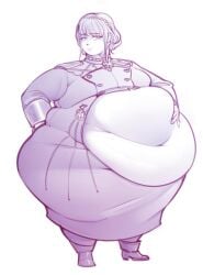 bbw belly blue_hair cozynakovich fat female_only fire_emblem fire_emblem:_three_houses garreg_mach_monastery_uniform huge_ass huge_breasts marianne_von_edmund monochrome nintendo obese overweight overweight_female source_request thick_thighs wide_hips