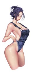 brave_new_world glasses kim_mi-jung large_breasts mature_female milf overalls purple_hair tied_hair voluptuous yoongonji