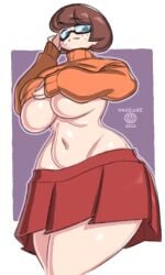 1girls big_breasts big_thighs breasts busty curvy female female_only glasses huge_breasts huge_thighs large_breasts large_thighs onaeane scooby-doo solo solo_female thick_thighs thighs underboob velma_dinkley voluptuous