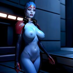 1girl 1girls ai_generated alien_female alien_girl angelina_jolie big_breasts blue_body female female_alien female_focus female_only full_lips mass_effect plump_lips samara thick_lips weirdguy564