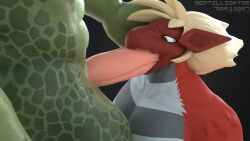 1080p 16:9 3d_(artwork) animated anthro anthro_on_anthro anthro_penetrated anthro_penetrating anthro_penetrating_anthro balls blonde_hair deepthroat digital_media_(artwork) dinosaur dromaeosaurid erection face_fucking facefuck furry genitals grey_eyes hair hebrew_text hi_res high_framerate lizard lizardman loop male male/male male_penetrating muscular muscular_male no_sound nude oral penetration penile penile_penetration penis ram_(reptilligator) reptile reptilligator scalie sex short_playtime simple_background tagme text theropod thick_thighs throat_fuck thrusting thrusting_into_mouth video widescreen