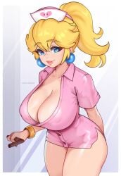 1girls absurd_res artist_signature big_breasts big_lips blonde_hair blue_eyes breasts cleavage clothing collared_dress darkmoney1 dick_sucking_lips dr._mario_(series) ear_piercing earrings eyelashes eyeliner female female_only hair hat headwear hi_res huge_breasts large_breasts latex lips lipstick long_hair makeup mario_(series) microskirt miniskirt nintendo nipple_bulge nipples nipples_visible_through_clothing nurse nurse_cap nurse_clothing nurse_hat nurse_peach nurse_uniform ponytail princess_peach skirt solo solo_female thick_lips thick_thighs thighs tied_hair wide_hips