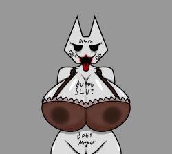 1girls big_breasts edit edited edited_art edited_screencap lipstick lipstick_smear mascara mascara_tears paperkitty_(character) proto_ness_(artist) retard slur slut traced traced_art wet_nipples